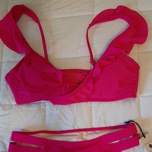 Xhilaration Ruffle Swim Top, Magenta M